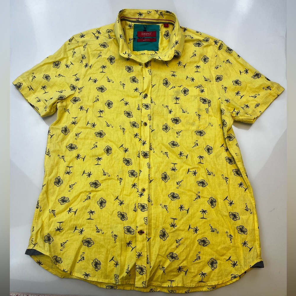 Enro Men's Yellow Casual Button Down Shirt